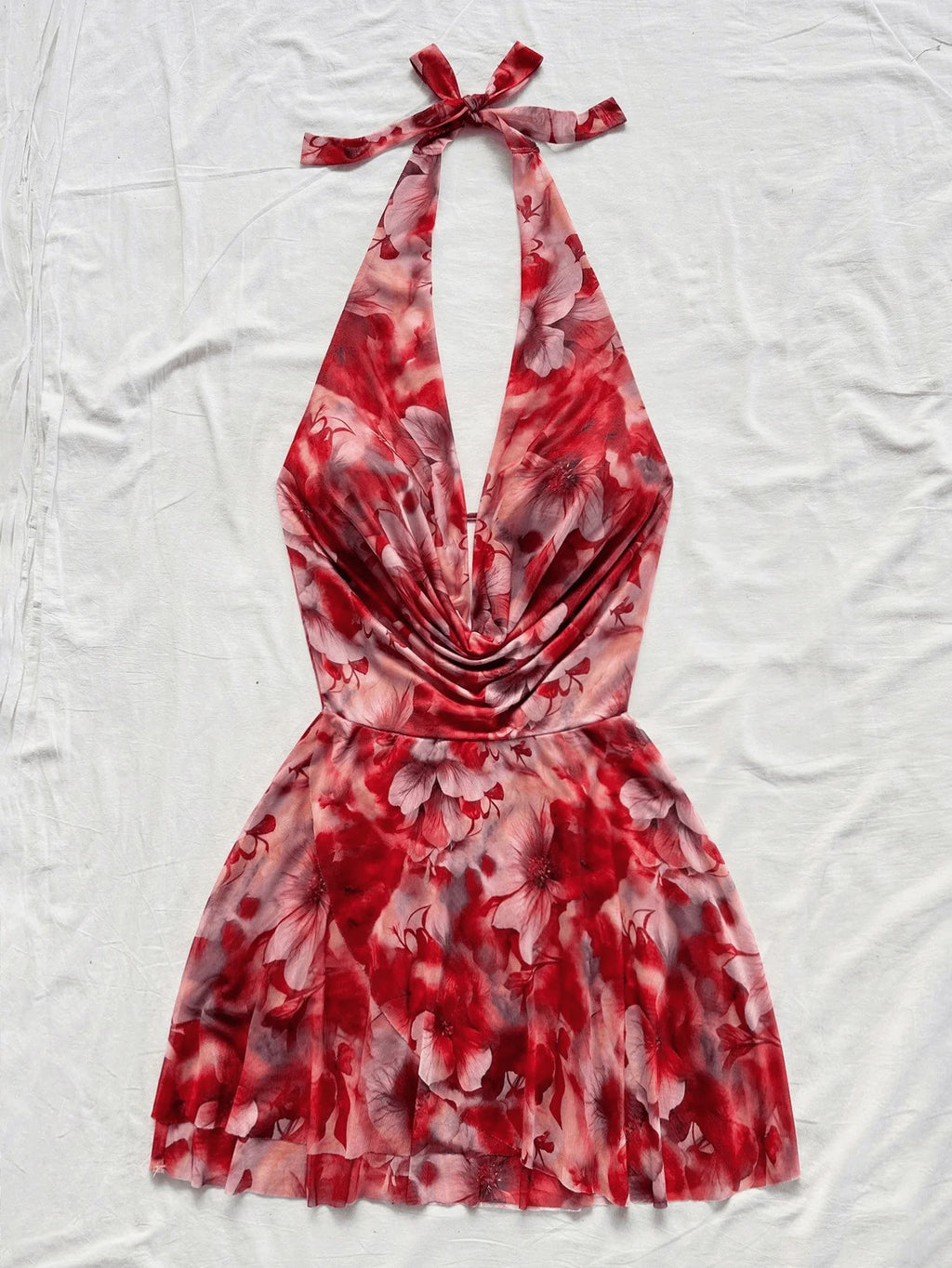 2026 French Printed Summer Dress – Short, Slimming Vacation Style