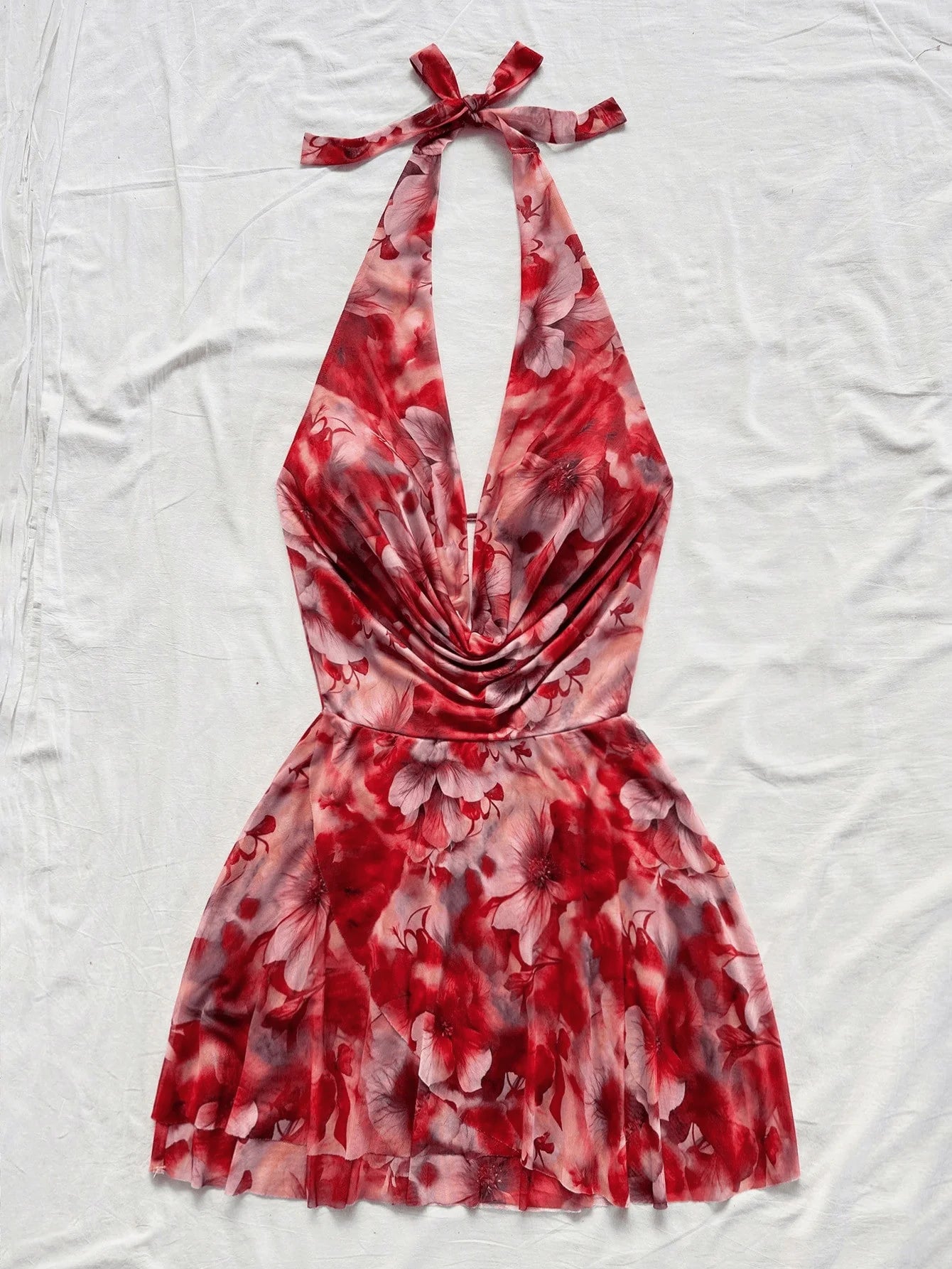 2026 French Printed Summer Dress – Short, Slimming Vacation Style