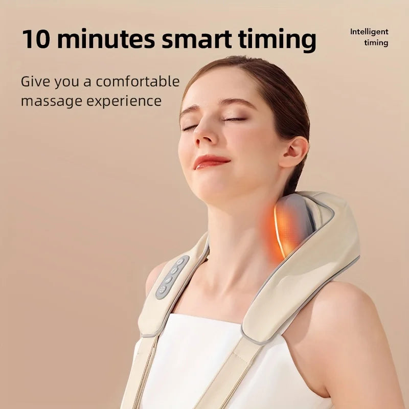 Wireless Electric Neck & Back Massager – Kneading, Shoulder & Trapezius Massage Pillow