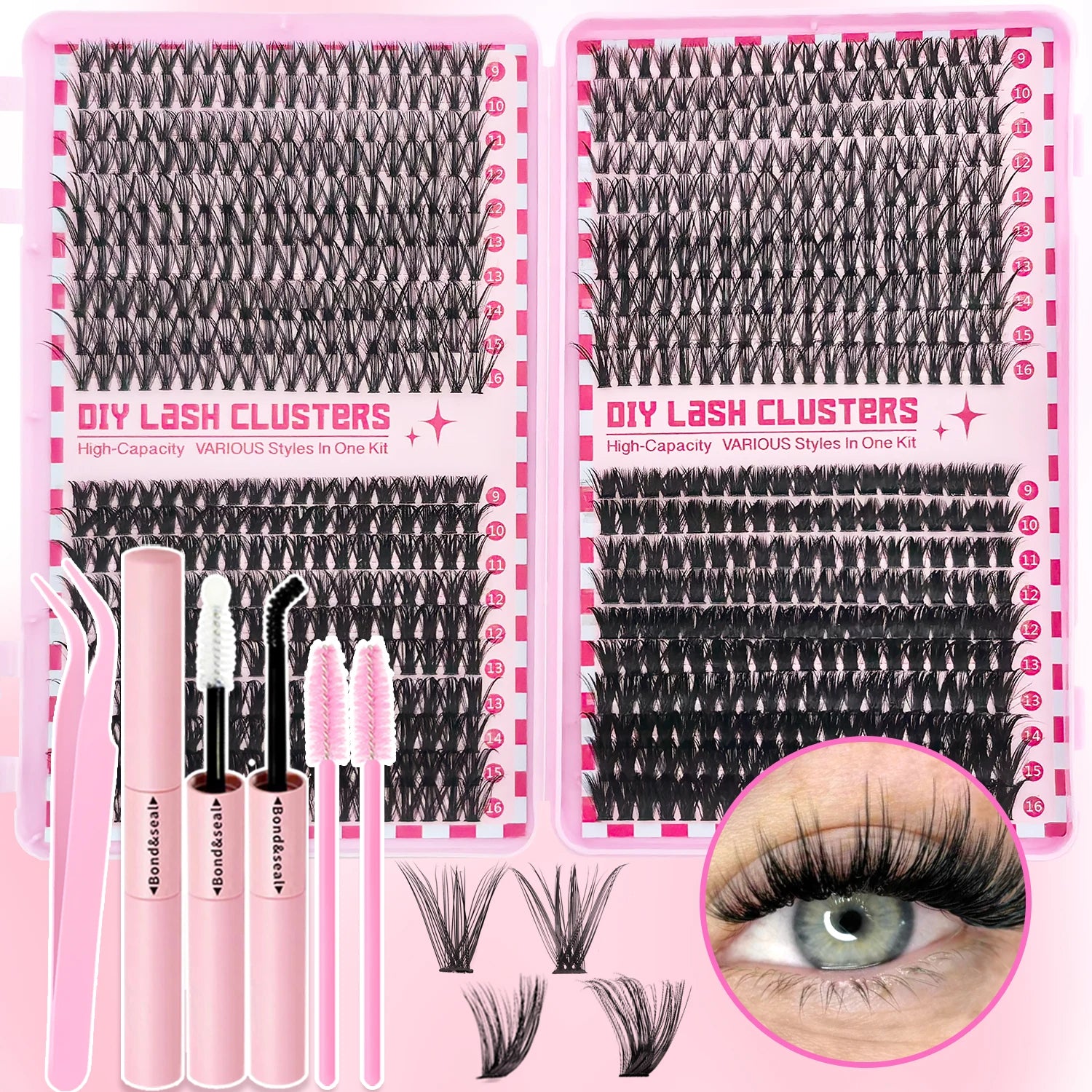 Cluster Lashes Kit – 320/600/790PCS, Mixed Lengths, Daily & Party Use