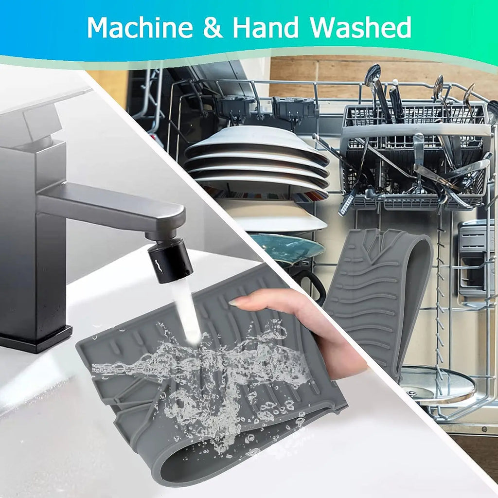 Kitchen Silicone Sink Mat – Long Splash Guard & Absorbent Counter Protector