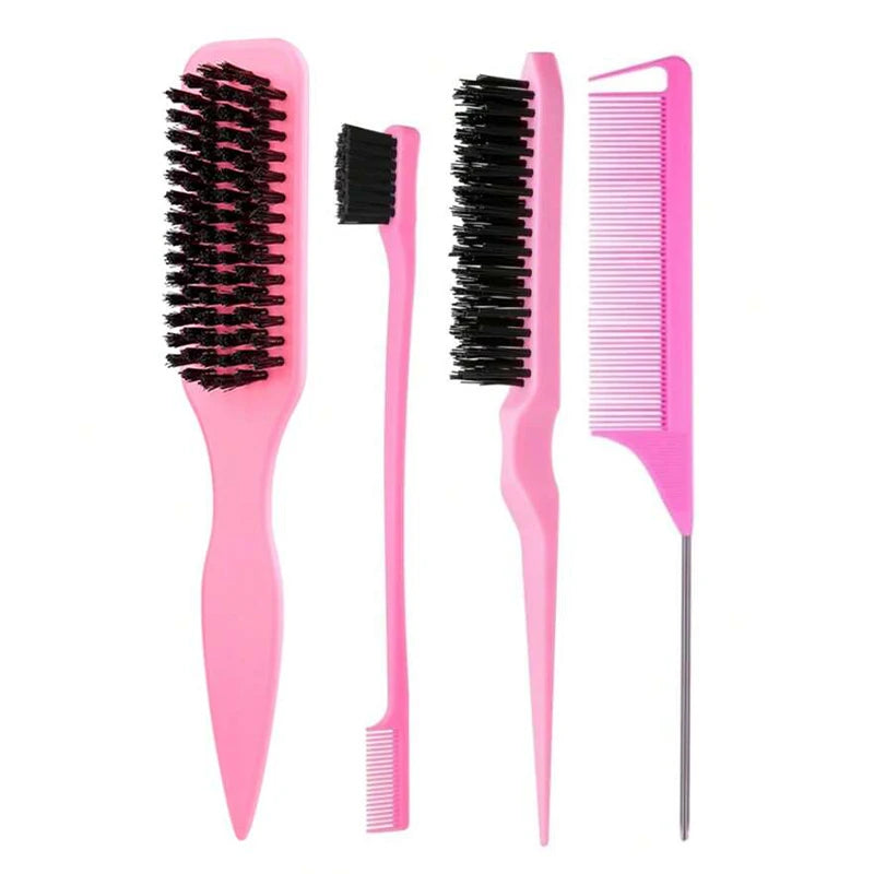 Boar Bristle Hair Brush – Slick Back, Ponytail & Bun, Edge Control, Backcombing & Teasing