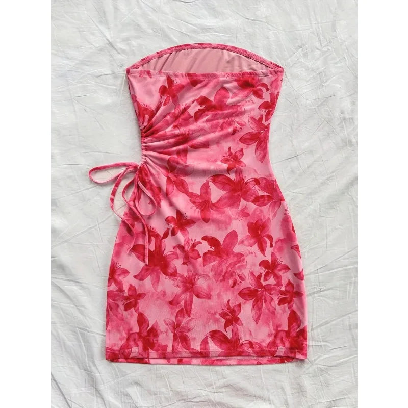 Floral Print Strapless Mini Dress