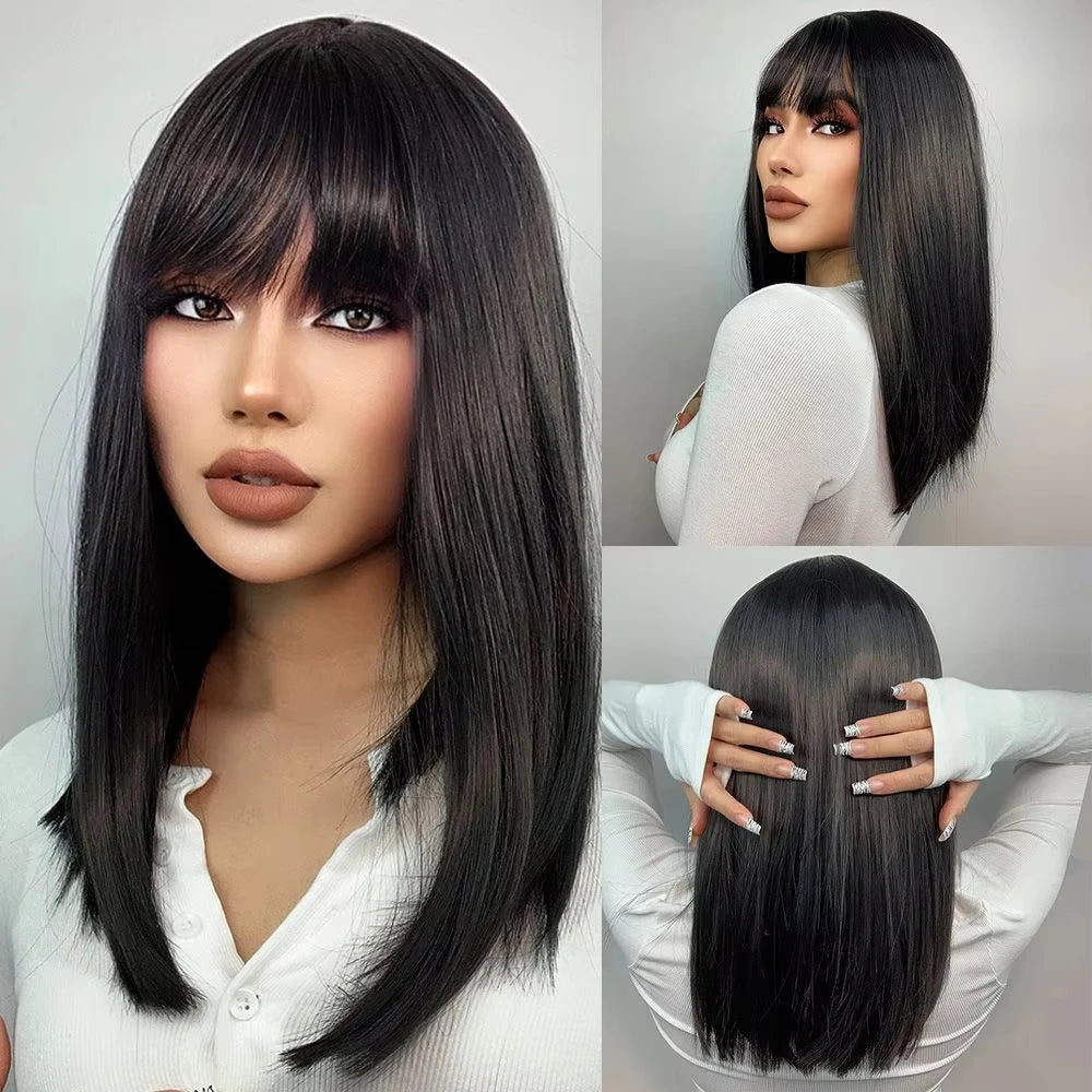 Medium Wavy Synthetic Wig – Chin-Length, Heat-Resistant