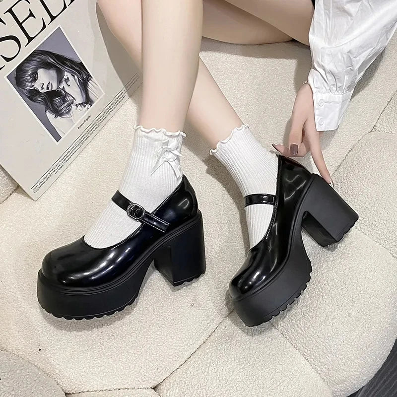 Black Mary Jane Platform Heels – Chunky Goth Pumps for Women