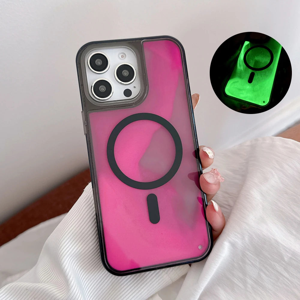 Magsafe Glowing Liquid Quicksand iPhone Case for iPhone 13–17 Pro Max