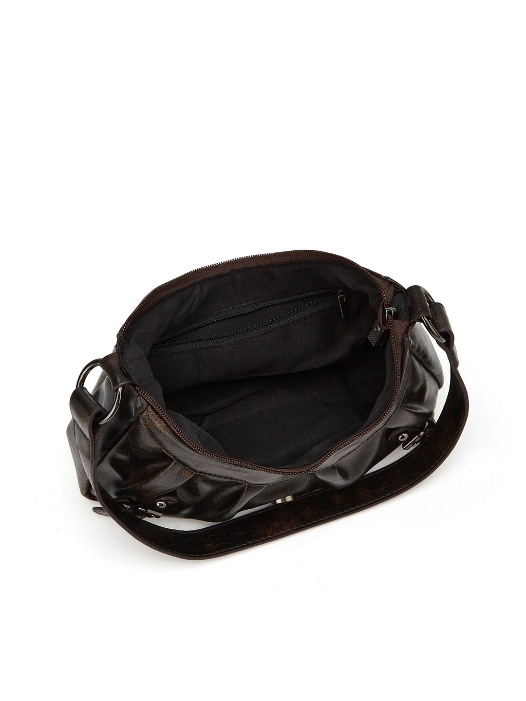 Y2K Retro Pleated Rivet Leather Shoulder Bag for Women