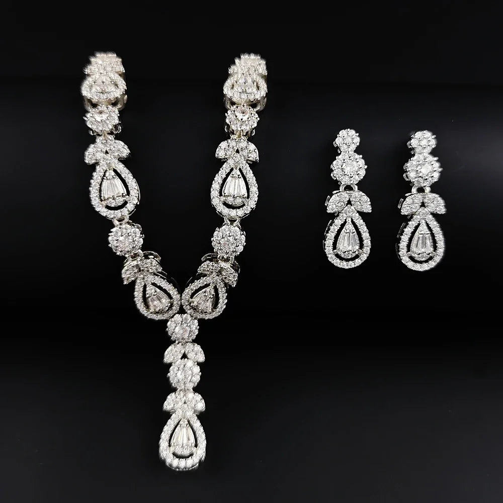Luxury 2PCS Indian African Silver Jewelry Set – Necklace & Earrings