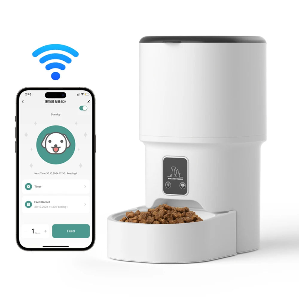 Smart Pet Feeder 4L – WiFi Tuya, Timed & Quantitative Feeding for Cats & Dogs