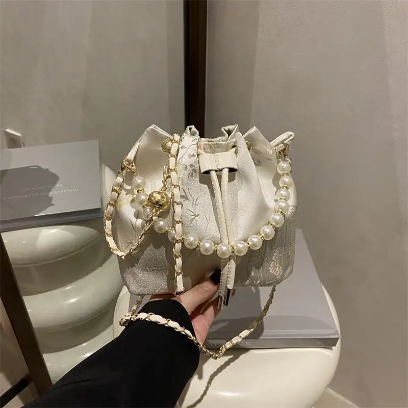 Pearl Bucket Shoulder Bag – Fashion Women’s Crossbody Handbag