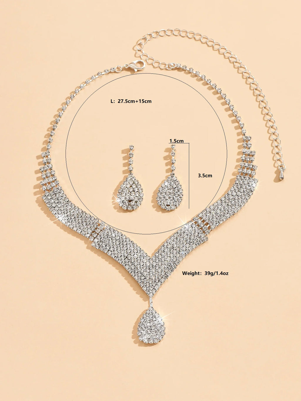 3pcs Rhinestone Jewelry Set for Women’s Weddings