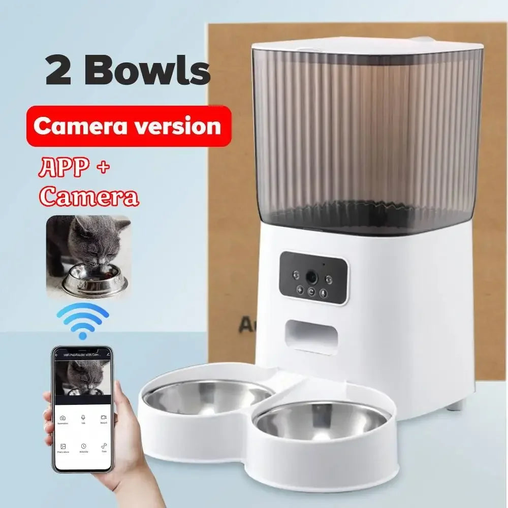 5L Smart Automatic Pet Feeder – WiFi, HD Camera, Timer, Stainless Steel Bowl, for Cats & Dogs