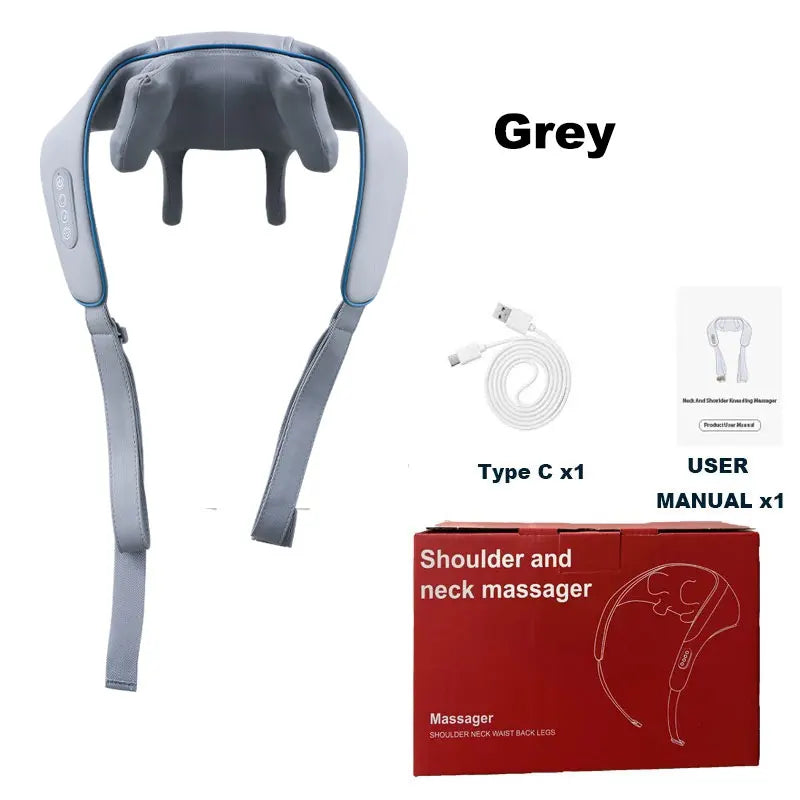 Wireless Electric Neck & Back Massager – Kneading, Shoulder & Trapezius Massage Pillow