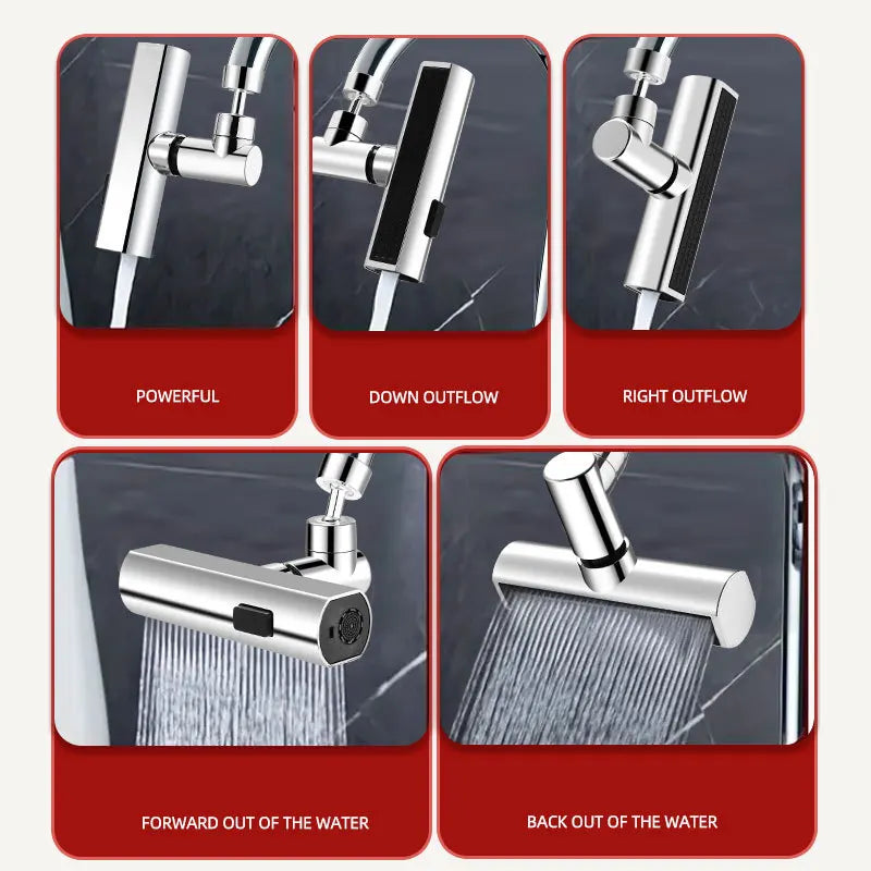Kitchen Waterfall Swivel Faucet – Three-Mode Splash-Proof Extension Nozzle