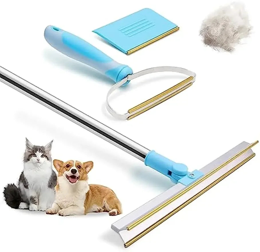 Pet Hair Remover Set with Telescopic Handle & 180° Rotation