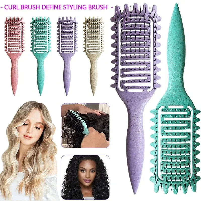 Curl Define Styling Brush – Hollow, Detangling, Wet & Curly Hair, Curls Shaping Tool
