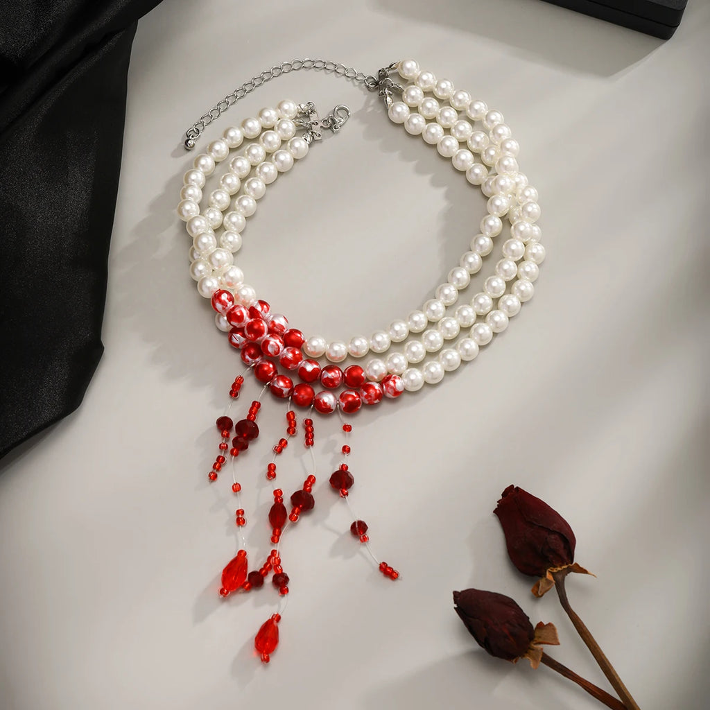 Rouge Mystique – Layered Tassel Necklace