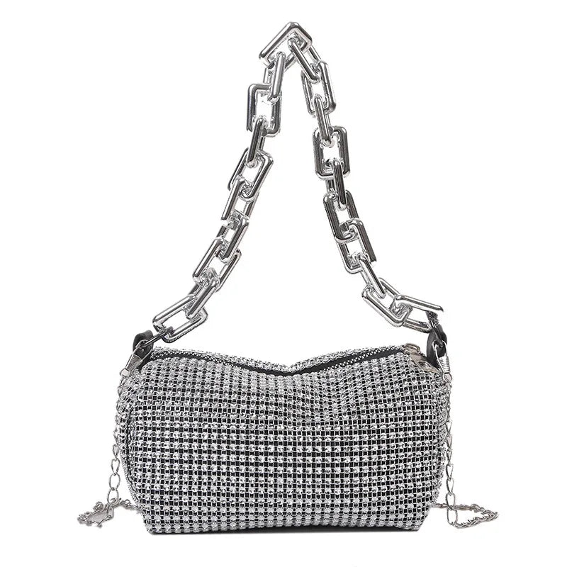 Rhinestone Glitter Bucket Bag – Mini Women’s Crossbody Purse