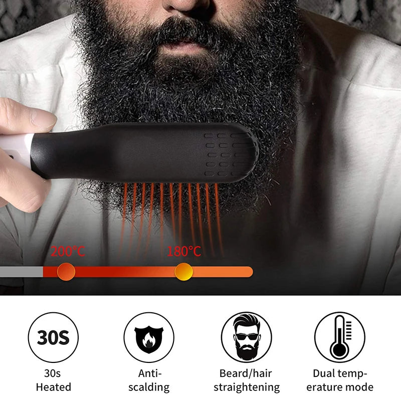 Electric Hot Comb Straightener – Quick Heat, Multifunctional, Men’s Beard Care, Anti-Scald