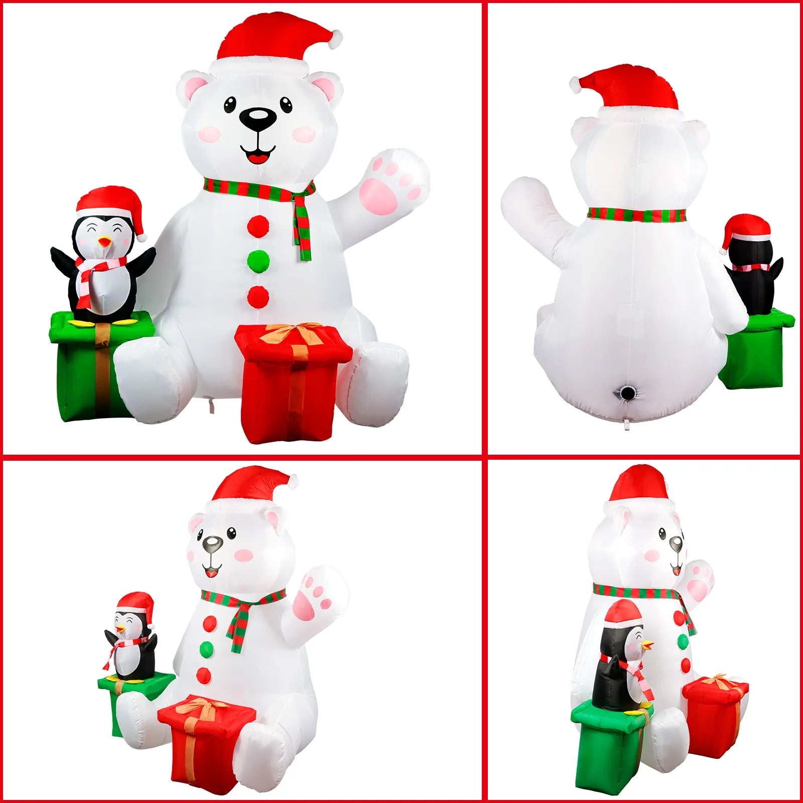 🎄 6FT Polar Bear & Penguin LED Inflatable – Noël Outdoor Decor