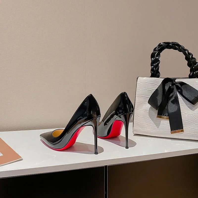 7cm Black Pointed Toe Stiletto Heels for Women