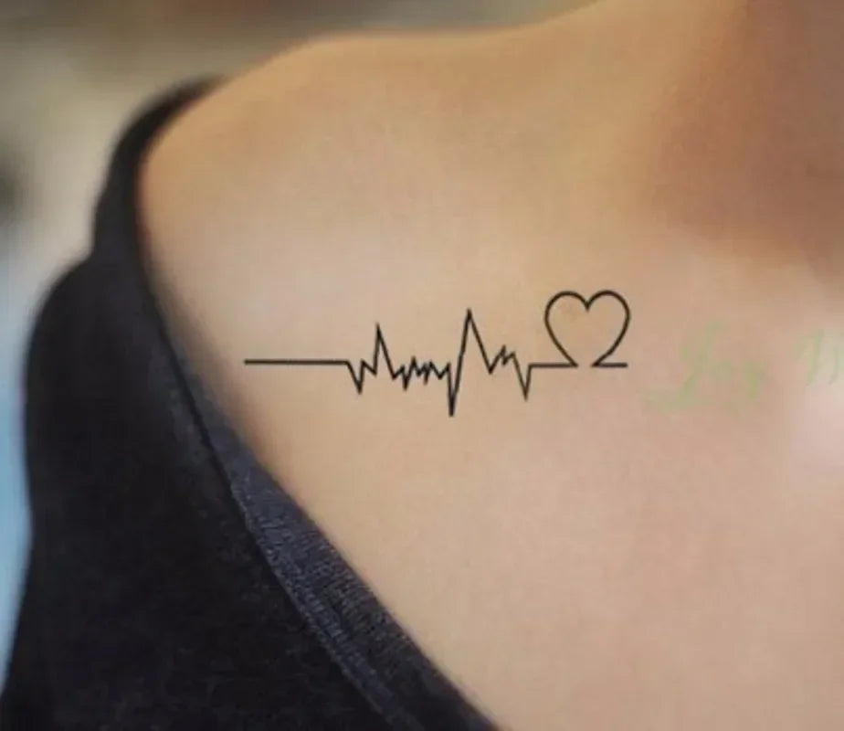 Waterproof Temporary Tattoo – Heartbeat Line, Small, Body Art for Women & Girls