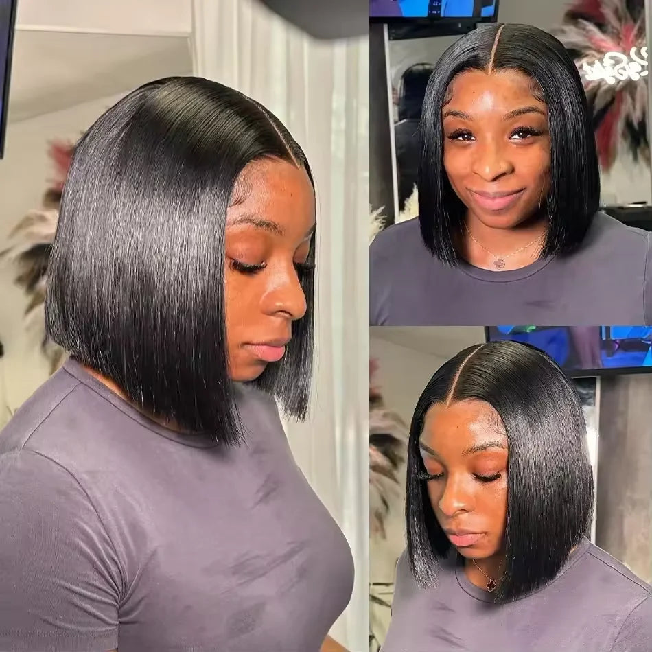 Bone Straight Bob Wig – 13x4 Lace, Transparent, Pre-Plucked, 200% Density, Human Hair