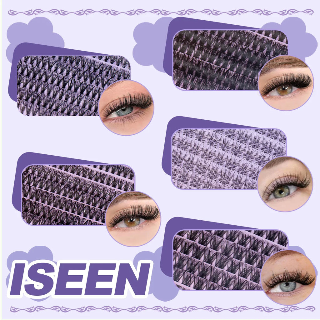 Lash Clusters Kit – 3 Styles, C Curl, Fluffy Soft Eyelashes, Includes Bond & Seal, Natural Look for Beginners