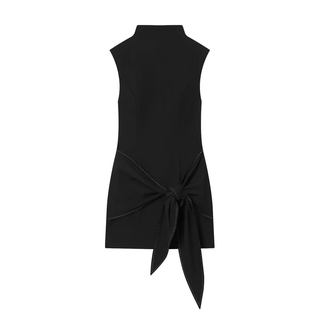 Elegant Autumn Women Big Bow Mini Dresses