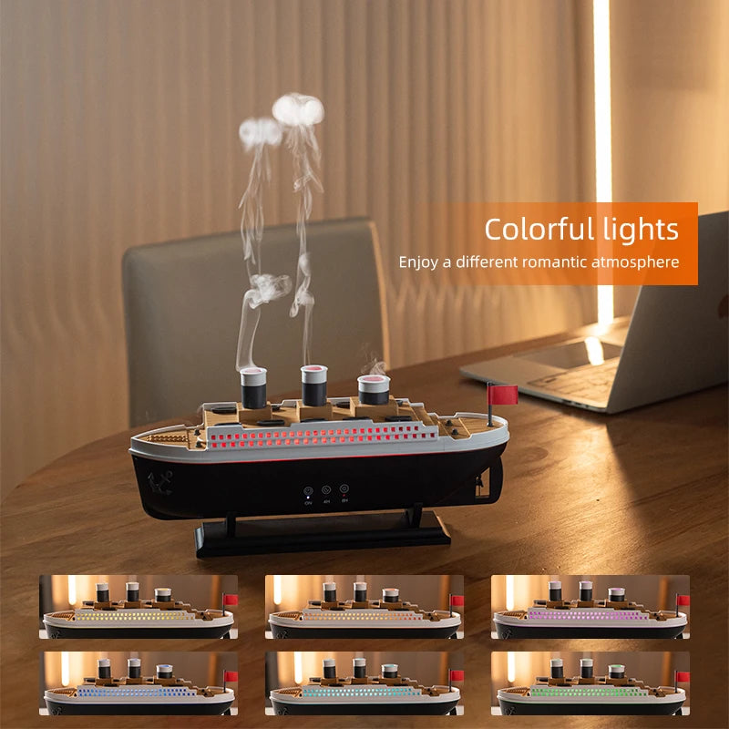 Retro Boat Ultrasonic Air Humidifier – Aromatherapy Diffuser with Remote