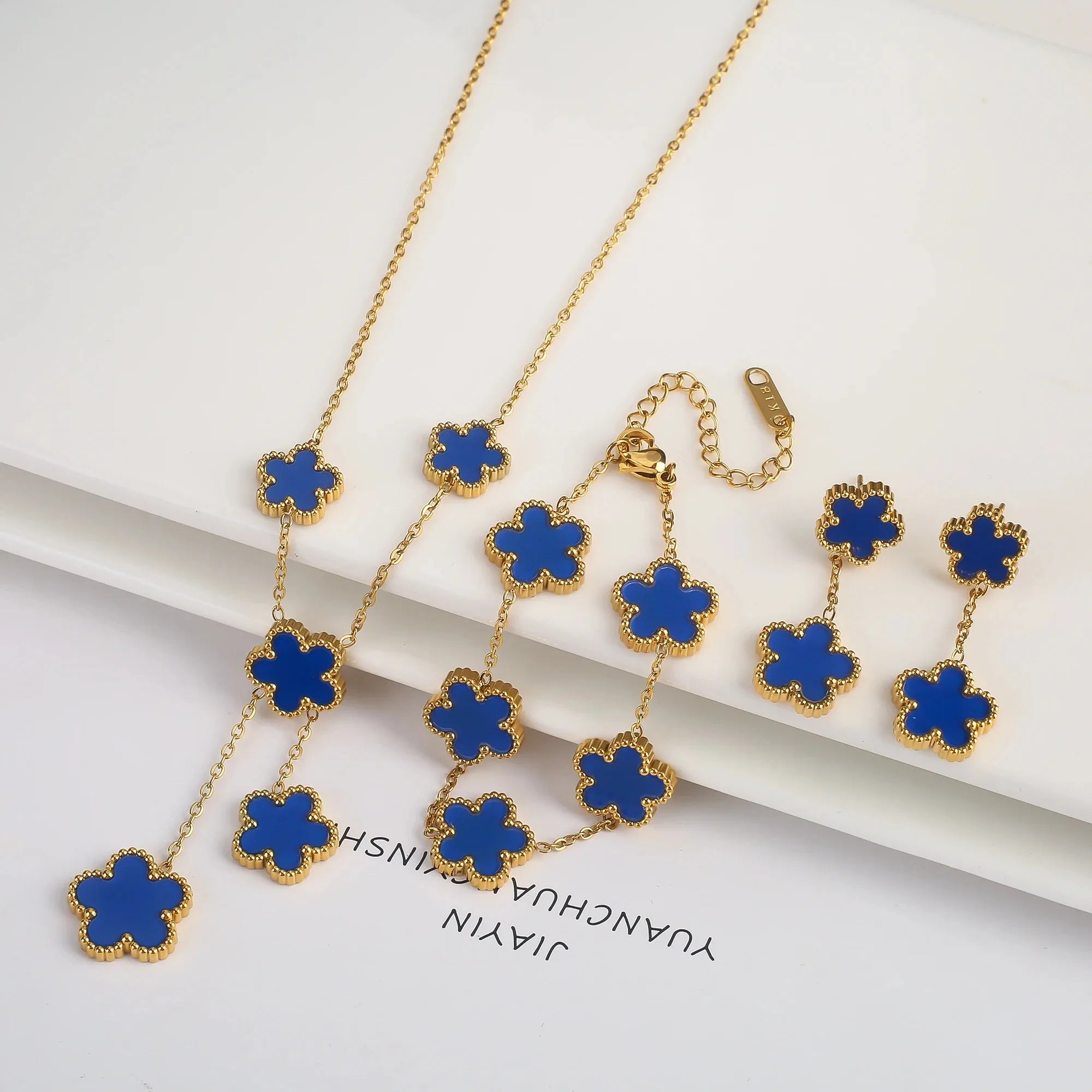 Clover Five-Leaf Stainless Steel Jewelry Set for Women