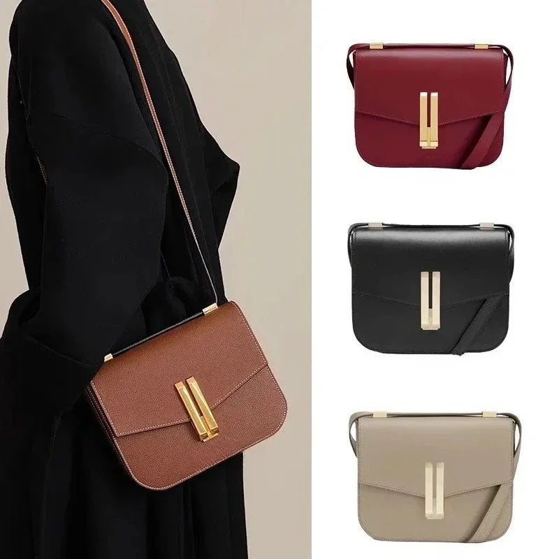 Light Luxury Tofu Shoulder Bag – Small Genuine Leather Women’s Crossbody