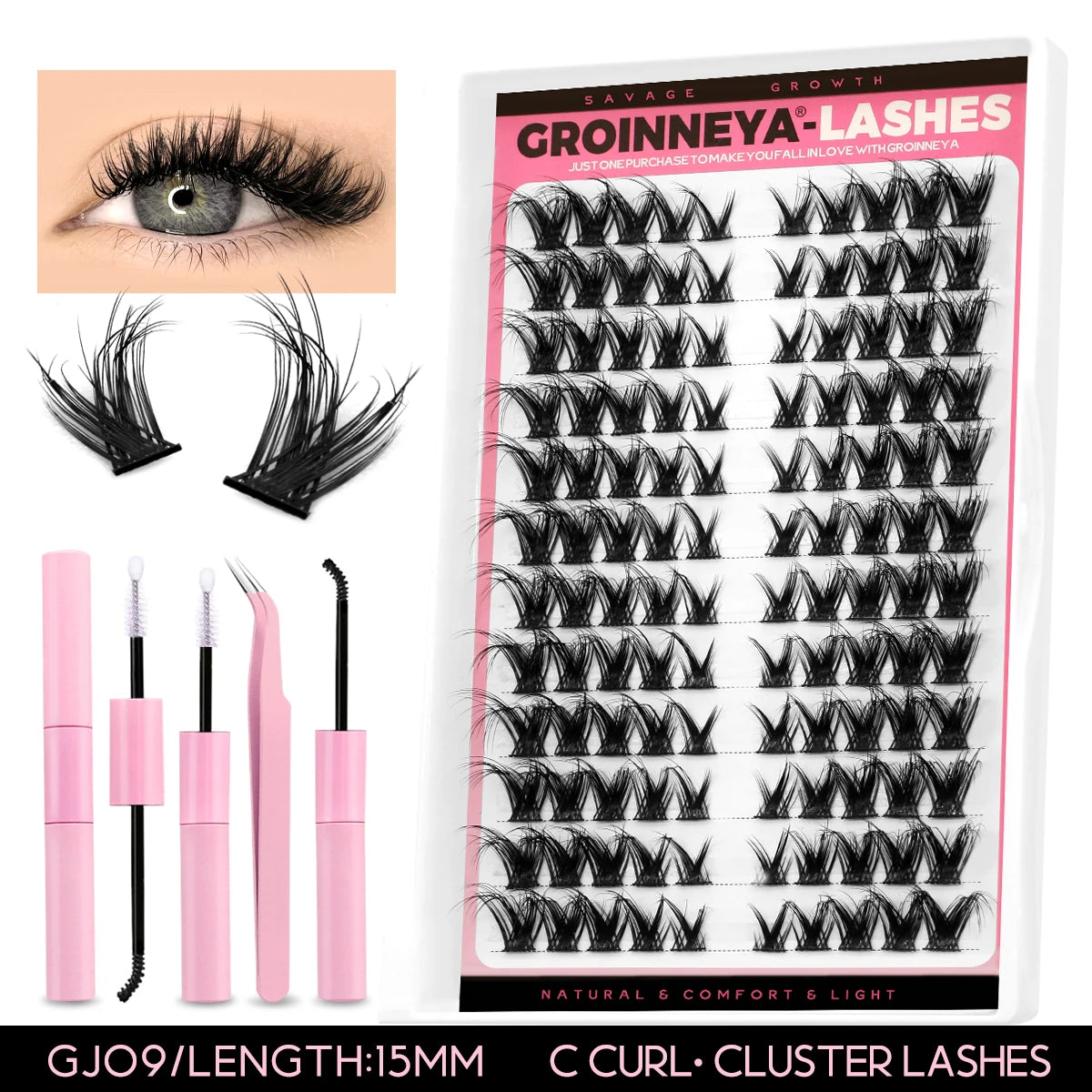 280 Clusters Individual Lashes Natural Look Soft Curly Fluffy Cluster Lashes DIY Eyelash Extension Personal Eyelash Makeup Tool