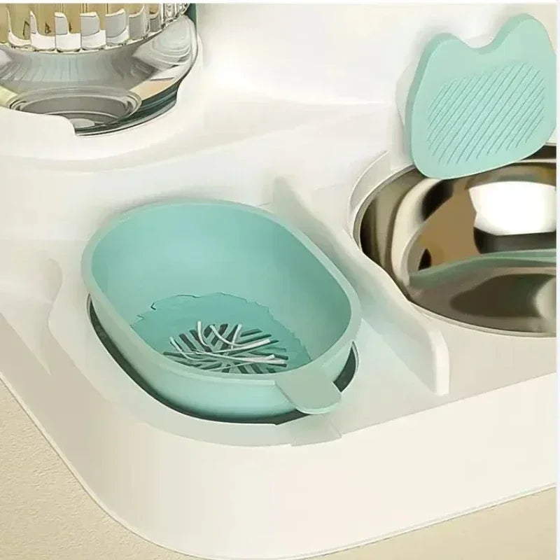 Automatic Pet Feeder Bowl – Integrated Food & Water Dispenser for Cats & Dogs