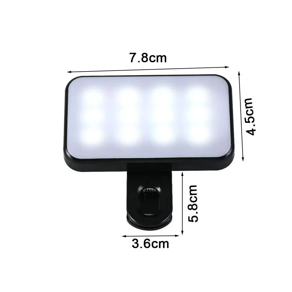 Portable Mini Selfie Fill Light – Rechargeable, 3 Modes, Adjustable Brightness