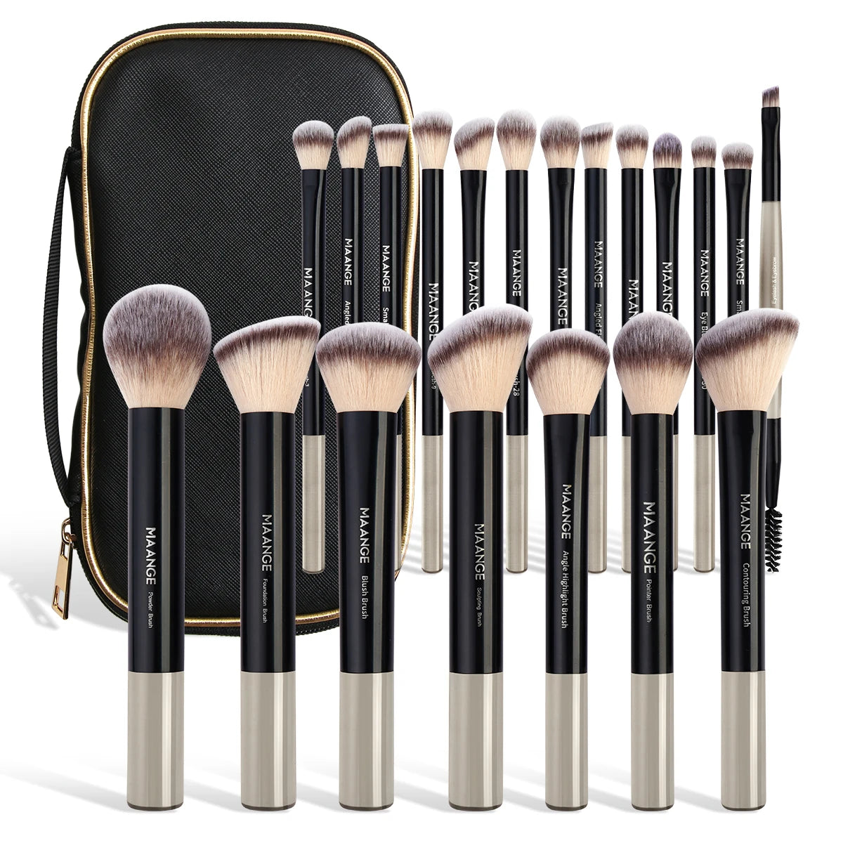 MAANGE 20PCS Makeup Brush Set – Powder, Eyeshadow, Foundation, Eyebrow, Contour, Blending, With Travel Bag