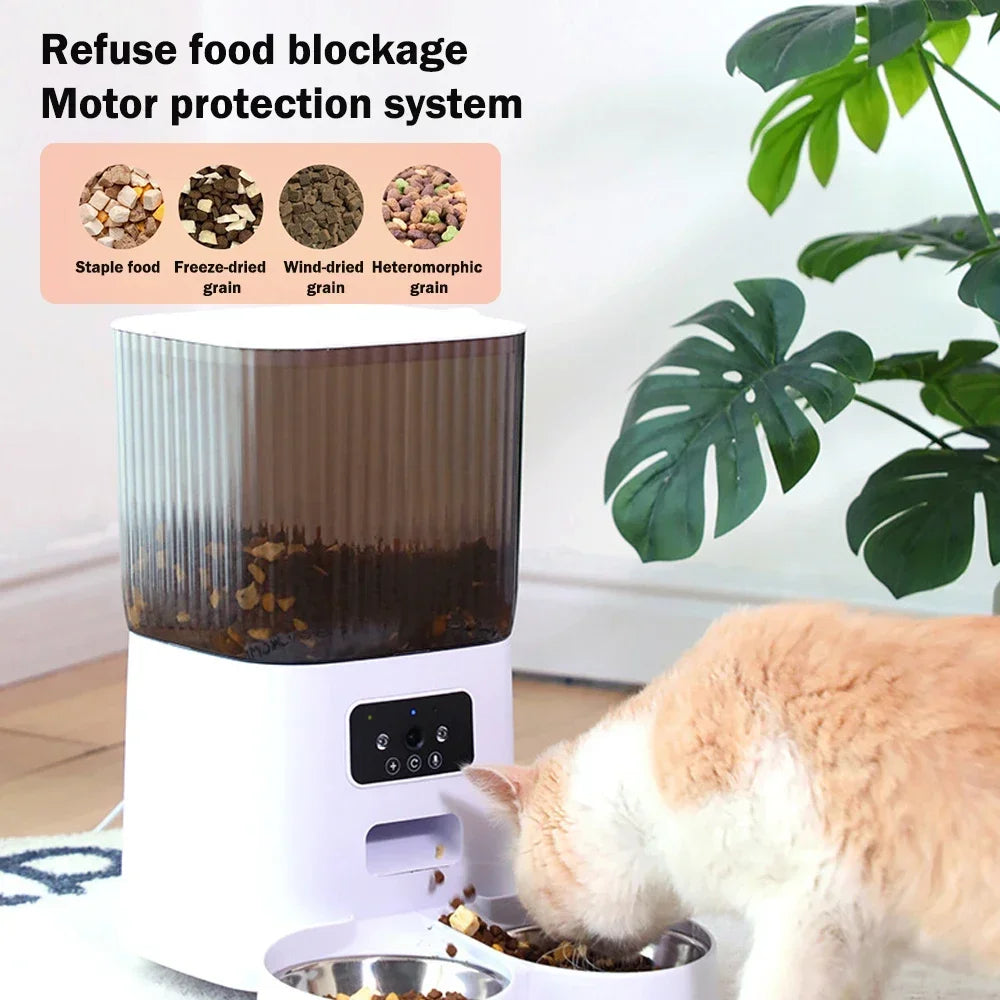 5L Smart Automatic Pet Feeder – WiFi, HD Camera, Timer, Stainless Steel Bowl, for Cats & Dogs