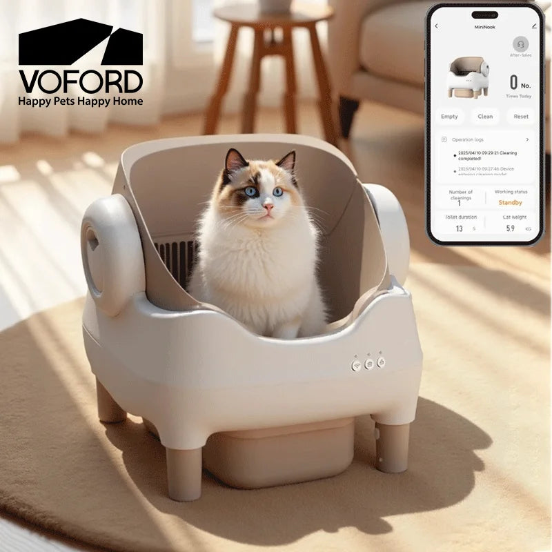 APP-Controlled Automatic Cat Litter Box – Self-Cleaning, Odor-Eliminating