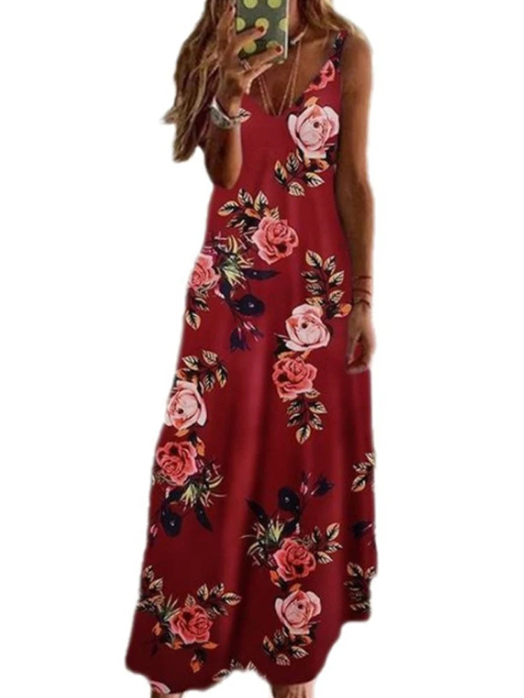 Summer Women’s Green Slim Fit V-Neck Dress