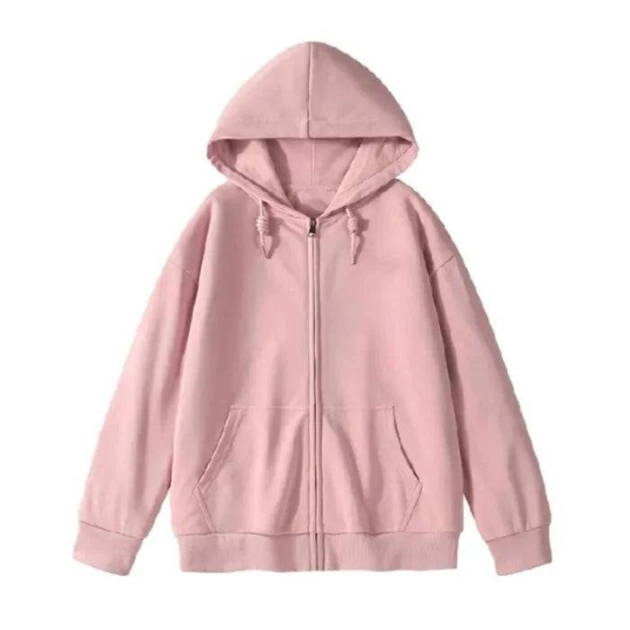 Hoodie Femme Oversize – Épaissie, Zippée, Coton/Polyester, Polaire, Style Décontracté