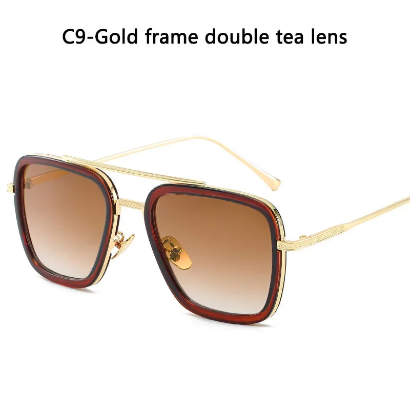 Sunglasses – Fashion Square Frame, Tony Stark Style, Unisex, Retro Brand Design